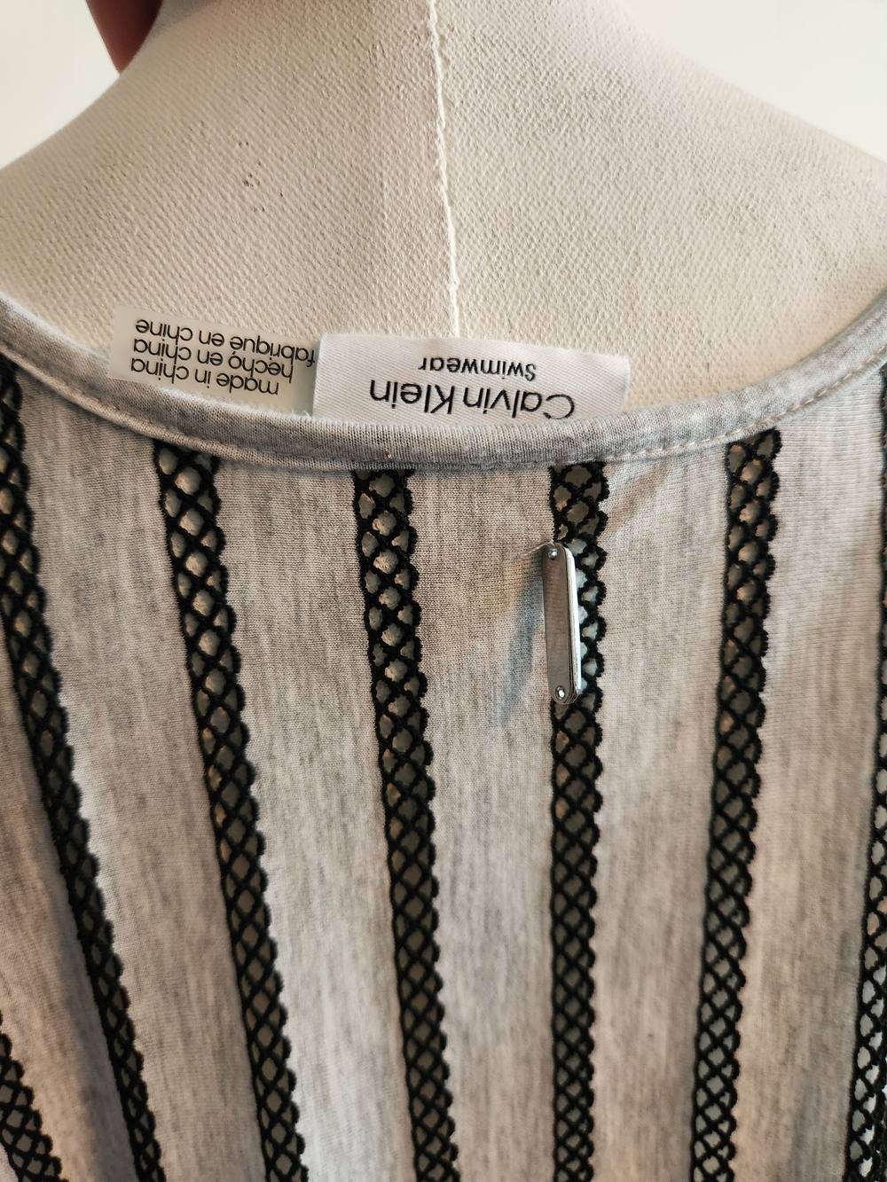 Calvin Klein Black and White Striped Lightweight Tunic - Picture 2 of 2